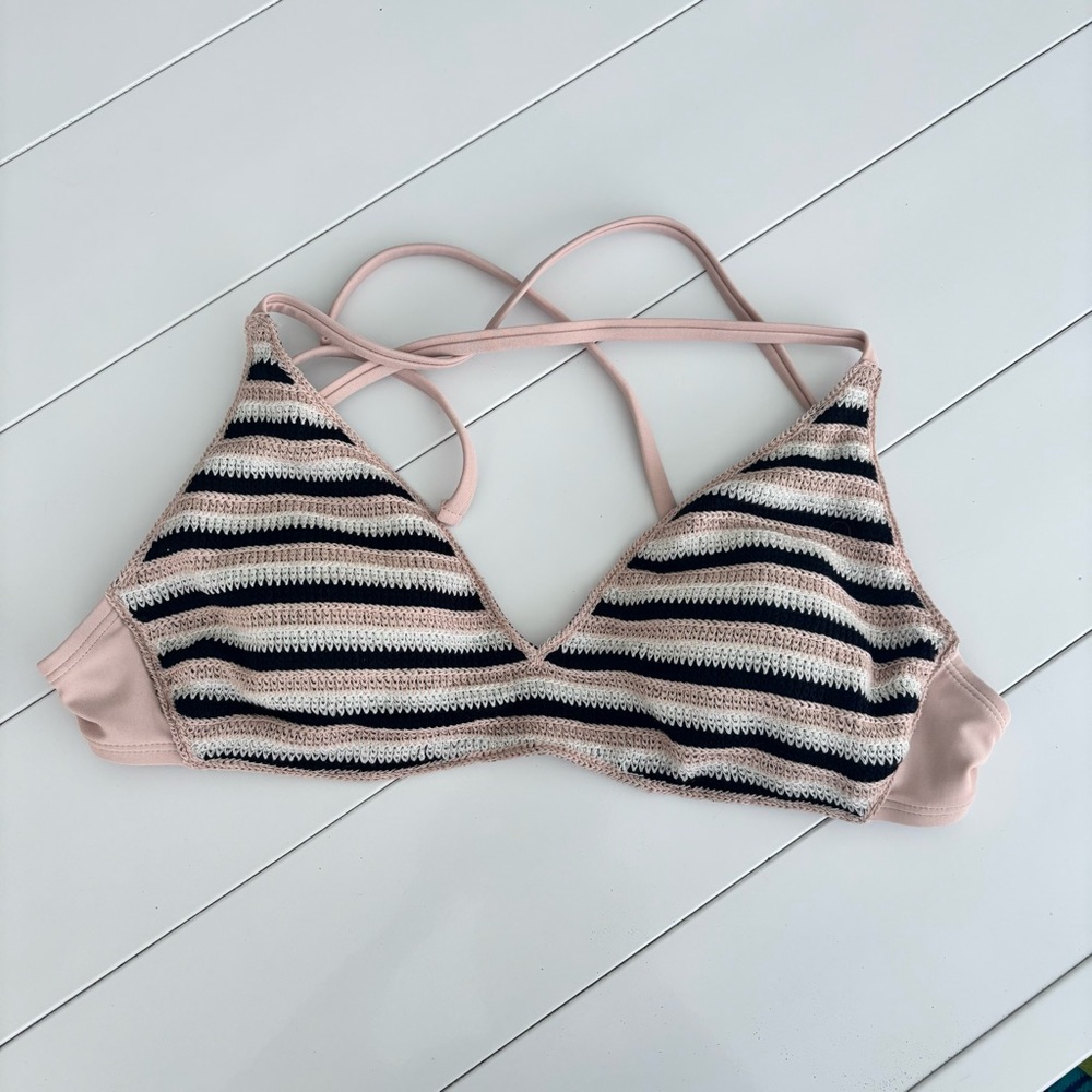 Knit Nude and Black Bikini Top